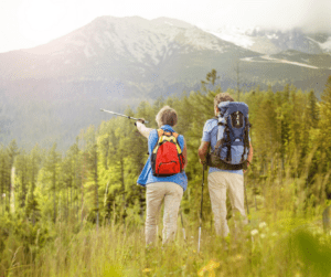 Couple hiking in the mountains