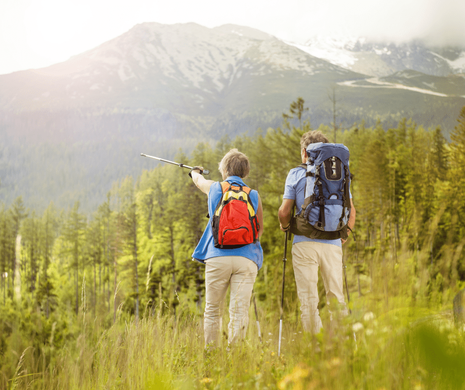 Couple hiking in the mountains