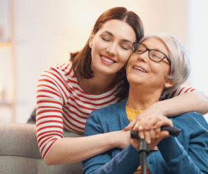 Senior mother and adult daughter