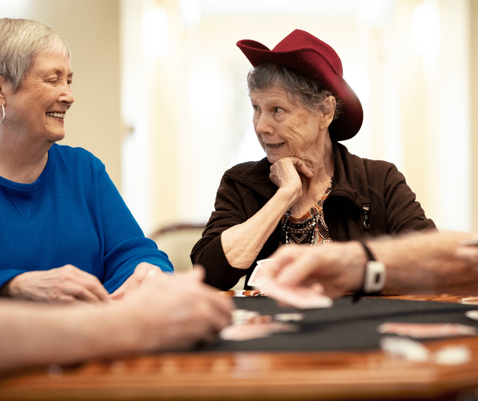 Residents playing card games