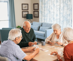 Residents playing cards