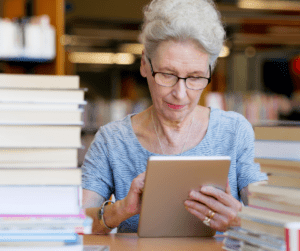 Woman in library